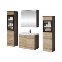 BADMÖBEL-SET Madrit II mit weißer LED Beleuchtung - Eichefarben/Silberfarben, Holzwerkstoff/Kunststoff (132/132/30cm) - MIRJAN24