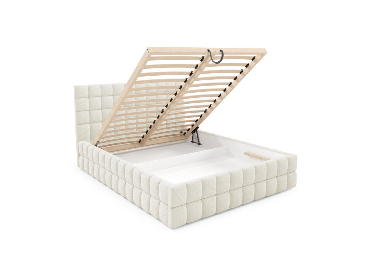 POLSTERBETT mit Stauraum 140x200 cm in Creme - Creme, Metall (140/200cm) - Home Collective