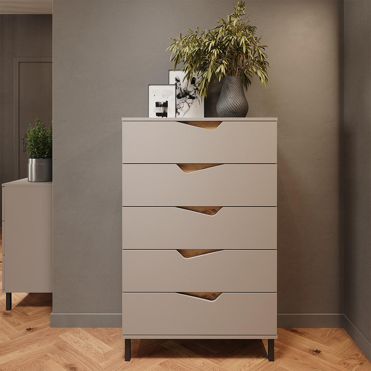 KREDENC Marelle Béžový dub/Artisan - světle šedá/šedobéžová, kompozitní dřevo (76/120/38cm) - Vicco