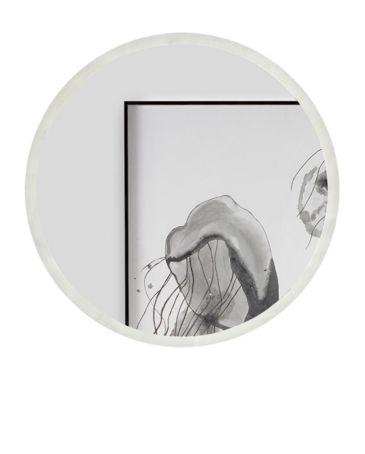 BADSPIEGEL mit LED Beleuchtung und Touchschalter, Badezimmer Spiegel rund 80 cm - Weiß, Glas (80/80/3cm) - Furn.Design