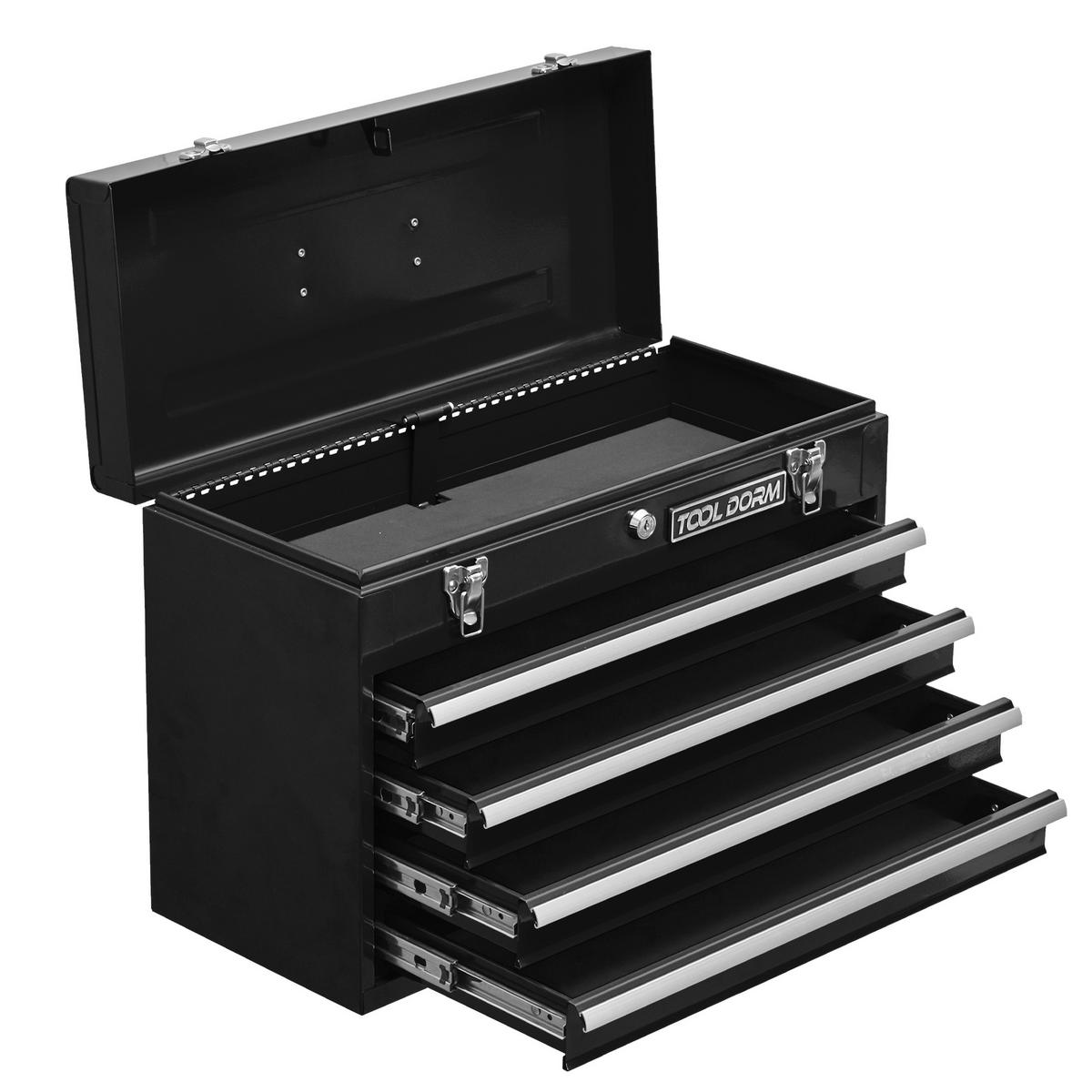 WERKZEUGKISTE STAHL mit 4 Schubladen, EVA-Einlagen und Schloss, Schwarz - Schwarz, Metall (23.1/35.5/51.5cm) - Novahome