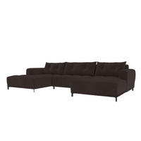 WOHNLANDSCHAFT Massimo Cordstoff Braun inkl. Schlaffunktion - Schwarz/Braun, Textil/Metall (356/94/181cm) - 99rooms