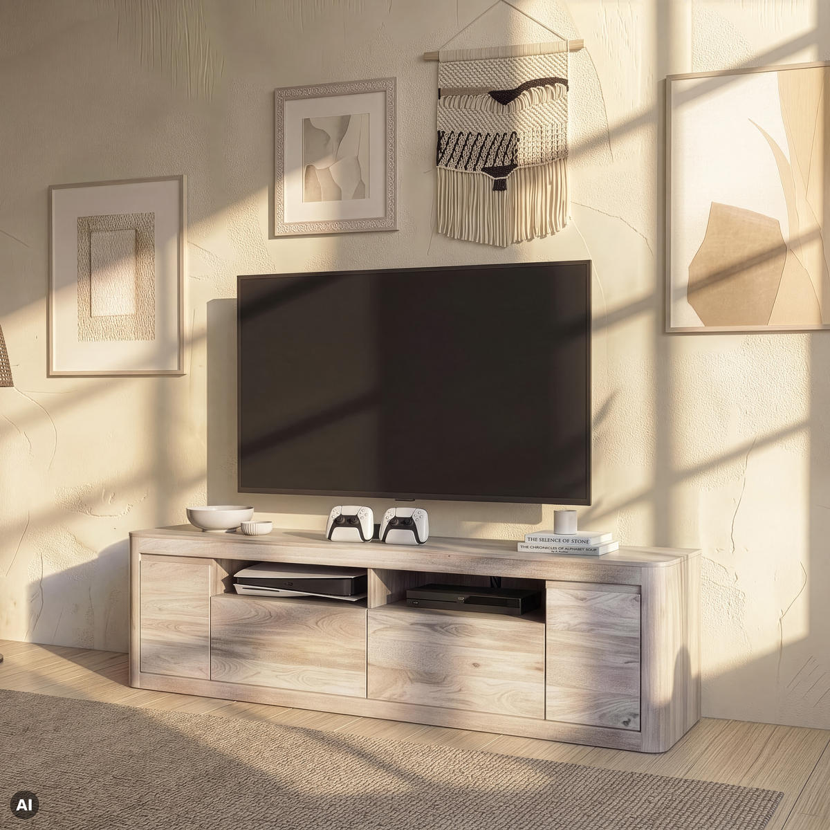 TV-BOARD Mango 178x40x58 weiß lackiert TORONTO #321 - Weiß, Holz (178/58/40cm) - Massivmoebel24
