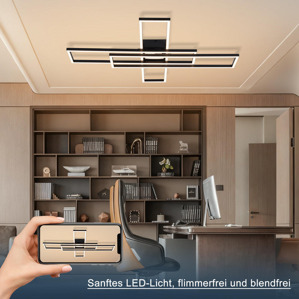 STROPNÍ LED svítidlo BURGESS III 60/80/8 cm - černá, plast (60/80/8cm) - Nettlife