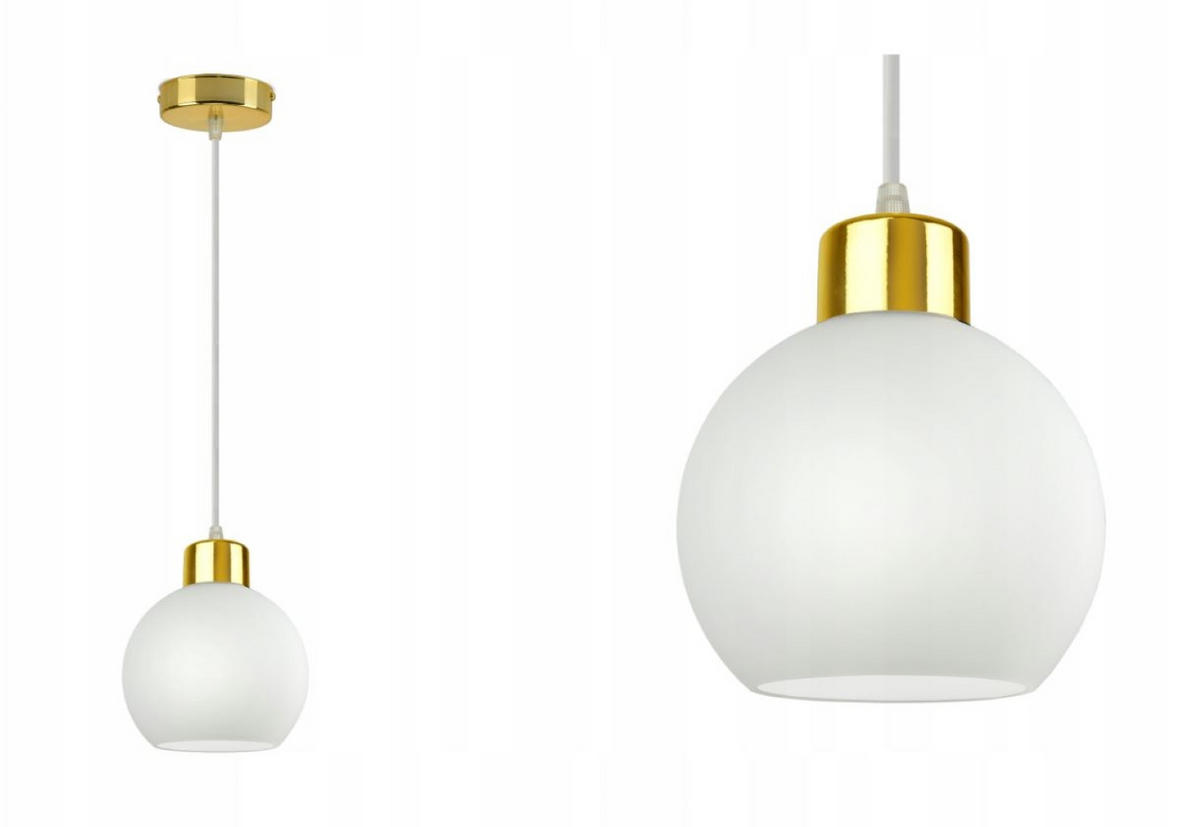 PENDELLEUCHTE GOLDGLAS - Goldfarben/Weiß, Glas/Metall (14/14/80cm) - kiki design