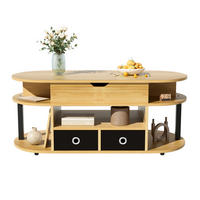 COUCHTISCH 105/50/60 cm Holzmaserung mit Hebefunktion und 2 Stoffschubladen - Schwarz, Holzwerkstoff (105/50/60cm) - OKWISH
