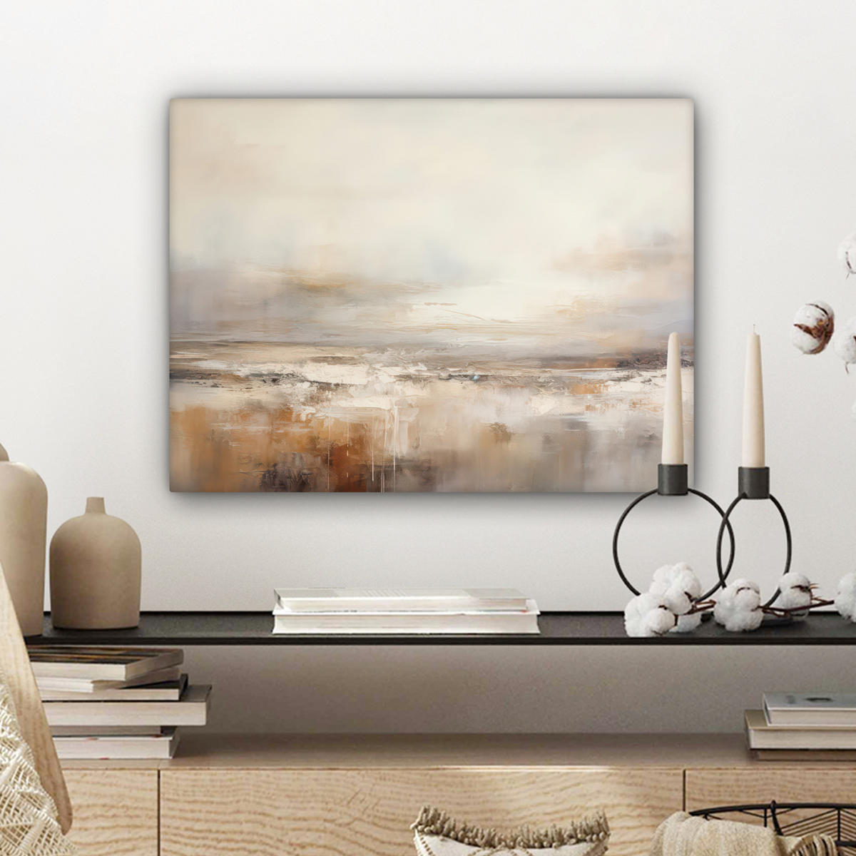 LEINWANDBILD - Kunst - Industriell - Grau - Braun - Abstrakt - 40x30 - Wanddeko - Sandfarben, Textil (40/30cm) - MuchoWow