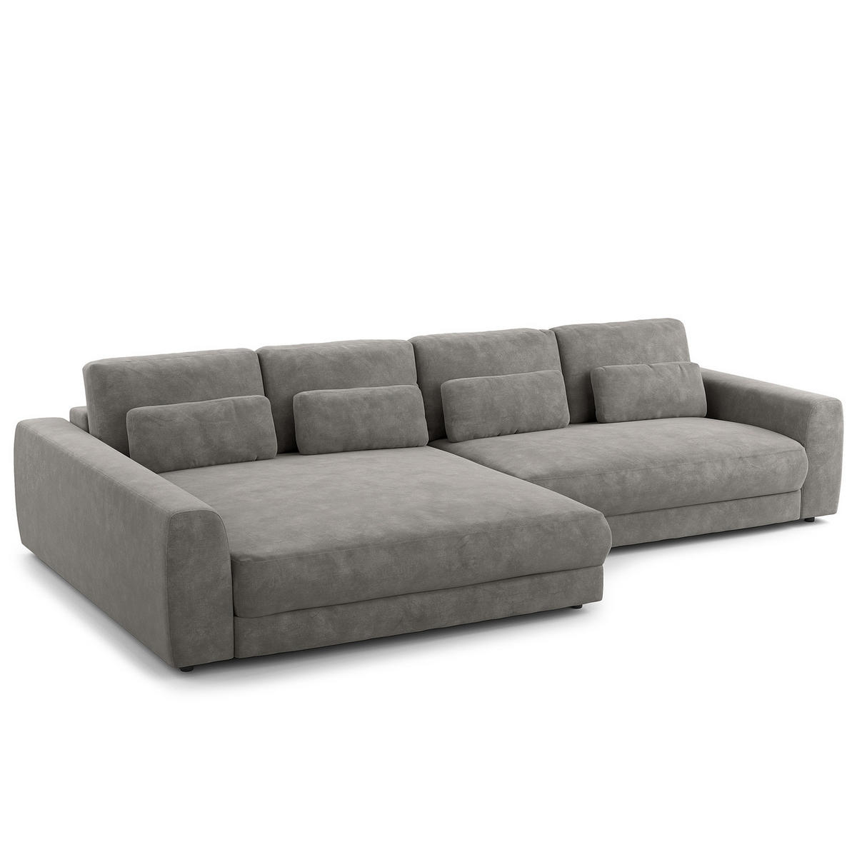 ECKSOFA mit XXL-Longchair - Schwarz/Grau, Kunststoff/Textil (323/182cm) - home24