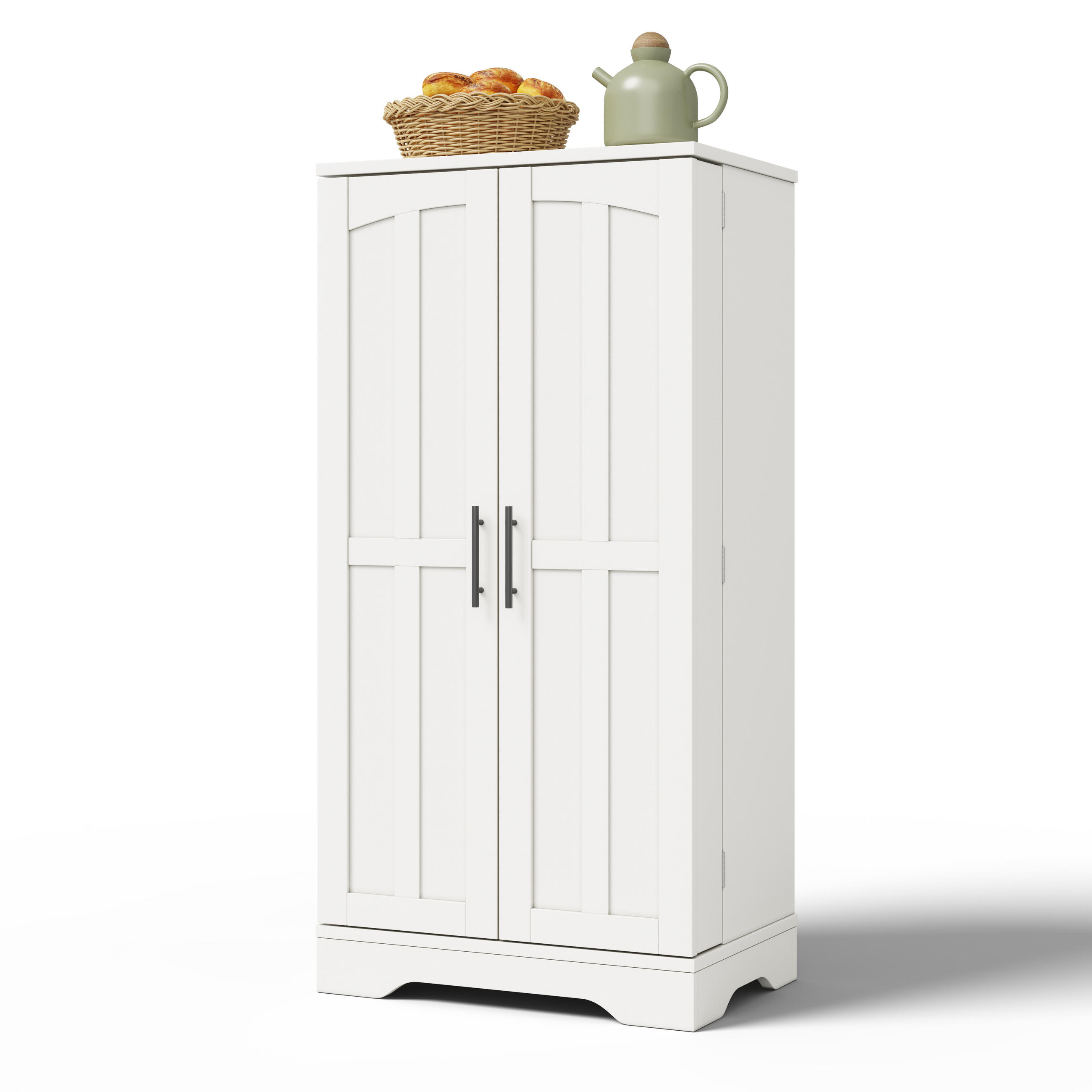 HOCHSCHRANK mit LED-Sensorlicht, 3D-Wellenmuster aus MDF, verstellbares Regal, 120/60/40 cm, Weiß - Weiß, Holzwerkstoff (60/120/40cm) - Redom