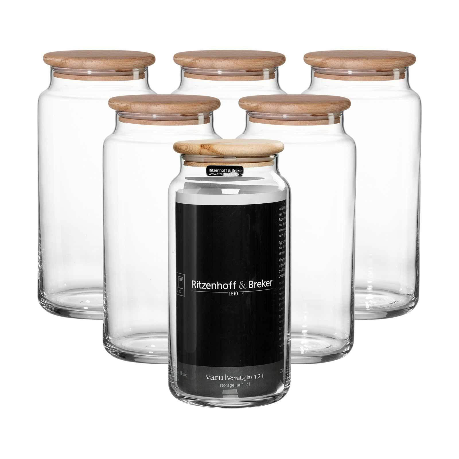VORRATSGLÄSER Varu transparent 1,2 l 6er Set - Transparent, Glas (10/20/10cm) - Ritzenhoff Breker
