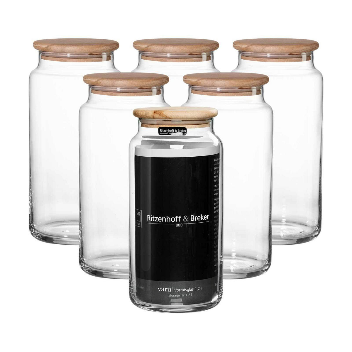 VORRATSGLÄSER Varu transparent 1,2 l 6er Set - Transparent, Glas (10/20/10cm) - Ritzenhoff Breker
