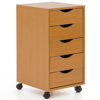 ROLLCONTAINER – Buche, 5 Schubladen, Schreibtischcontainer, Rollen - Schwarz/Braun, Holz/Kunststoff (33/64/38cm) - KADIMA DESIGN