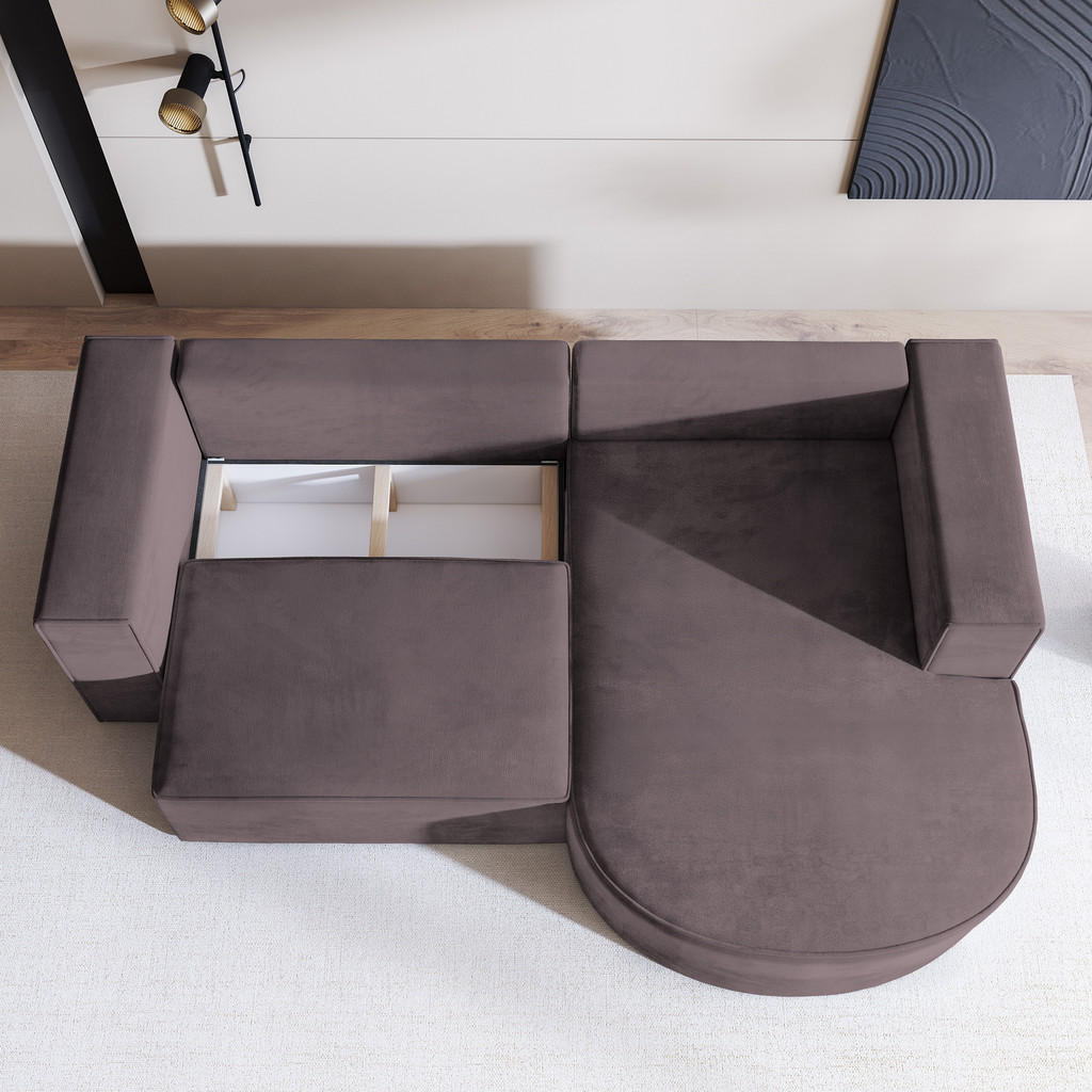 Thumbnail - Masseno Ecksofa, Lila, Holz, 4-Sitzer, L-Form,L-Form, 263x174 cm, Wohnzimmer, Sofas & Couches, Wohnlandschaften, Ecksofa...