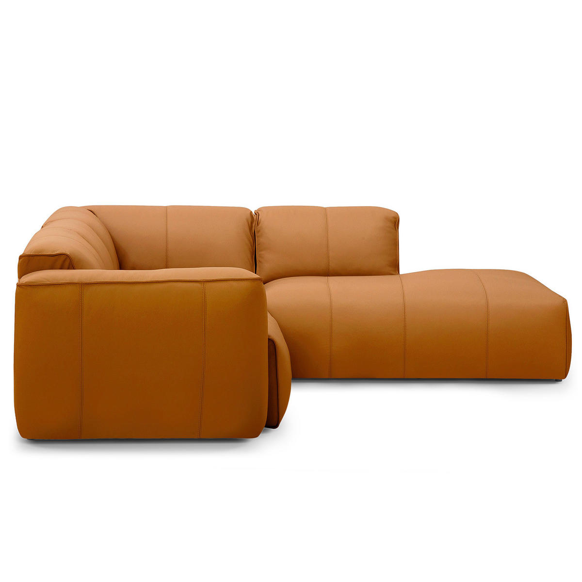 3-SITZER ECKSOFA mit Recamiere - Cognac/Schwarz, Leder/Kunststoff (295/231cm) - home24