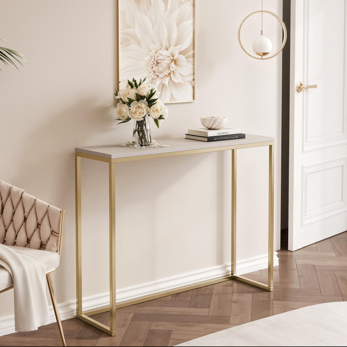 KONSOLENTISCH LORA 100/30/80 cm Gold / Kaschmir - Kaschmir/Goldfarben, Metall (30/100/80cm) - Idohome