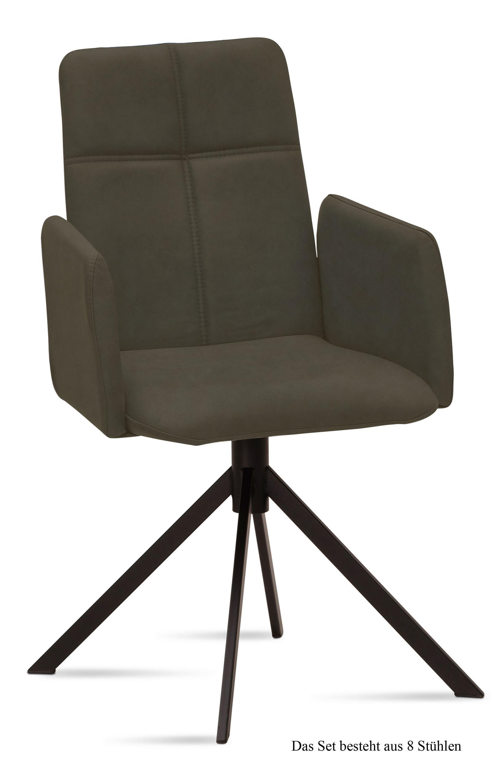 ARMLEHNSTUHL (8er-Set) Druci 52x92x60 Schwarz/Khaki - Dunkelgrün/Schwarz, Kunststoff (60/92/52cm) - 58aufmkessel