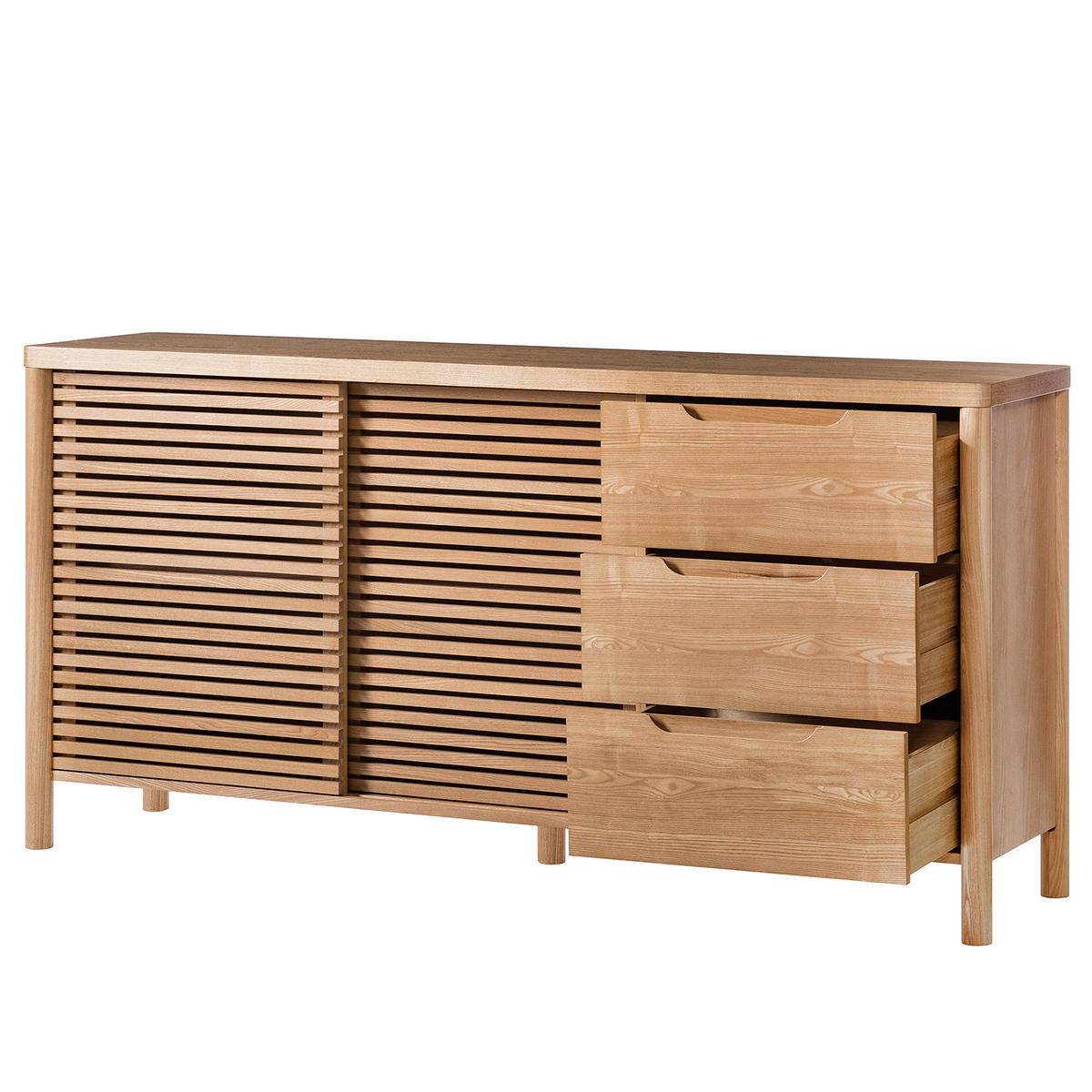 SIDEBOARD - Esche massiv, 180 cm - Braun, Holz (180/88/45cm) - home24