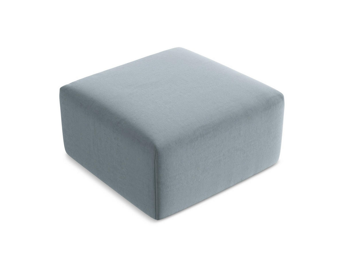 POUF Samt Stoff Blau - Schwarz/Hellblau, Holzwerkstoff/Kunststoff (75/37/75cm) - Makamii