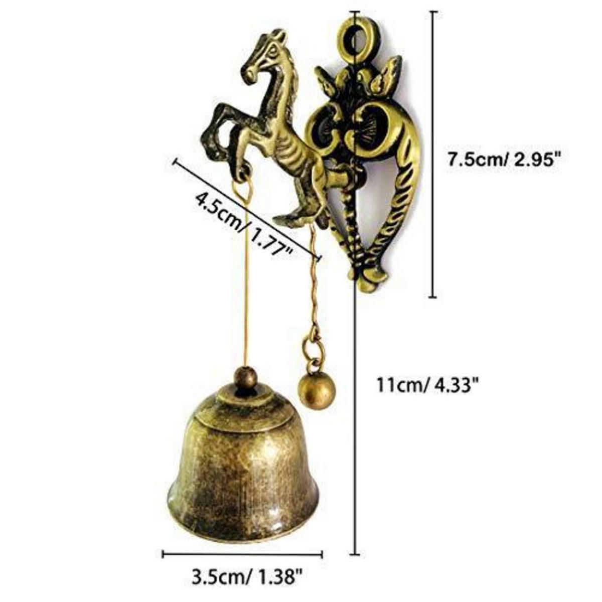 TÜRKLINGEL Pferde Metall Retro 10,9 cm - Bronzefarben, Metall (11/4.5/3.6cm)
