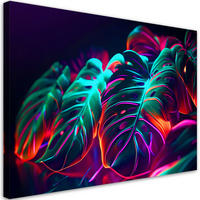 WANDBILD monstera blätter im futuristischen stil - Multicolor, Textil (60/40cm) - Feeby