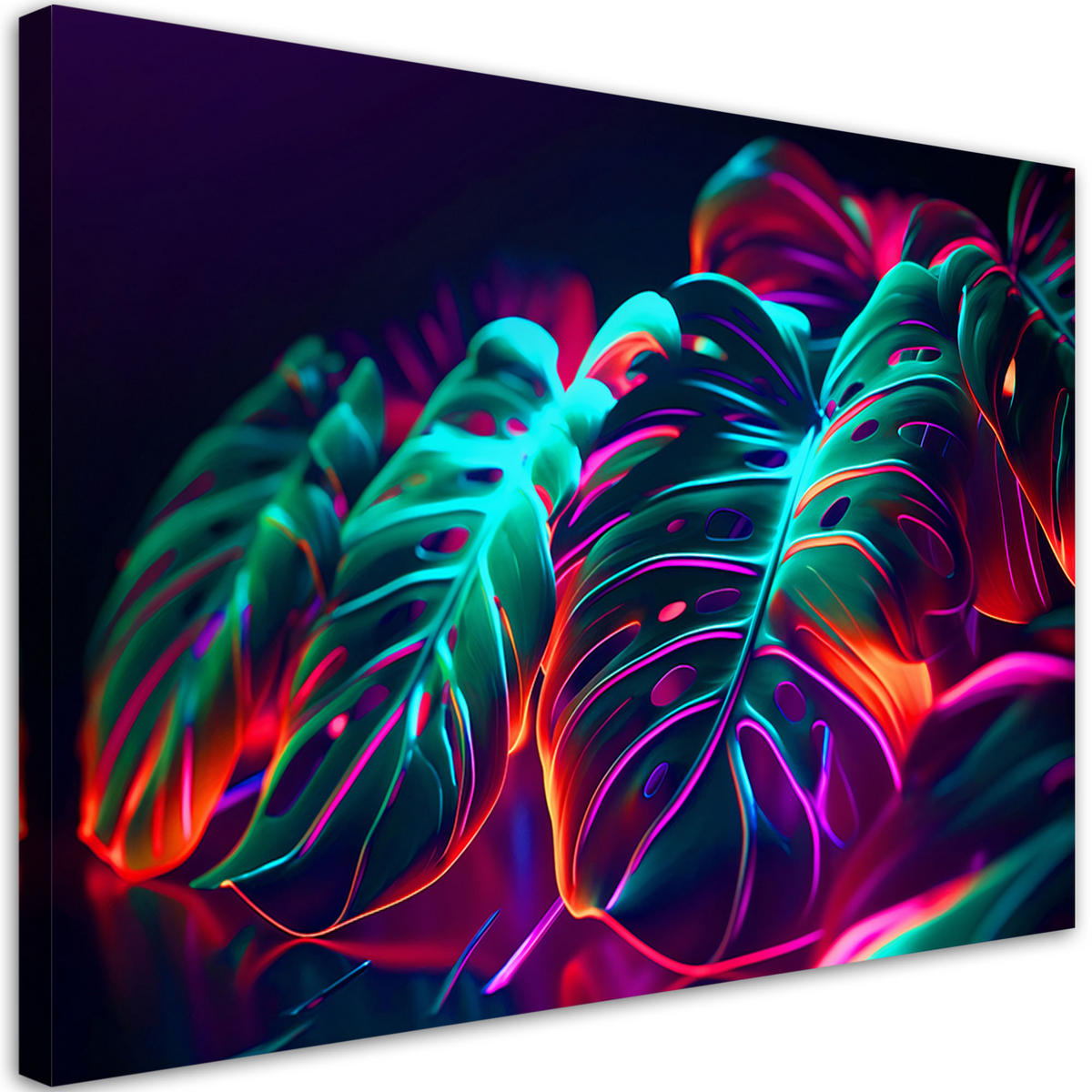WANDBILD monstera blätter im futuristischen stil - Multicolor, Textil (60/40cm) - Feeby