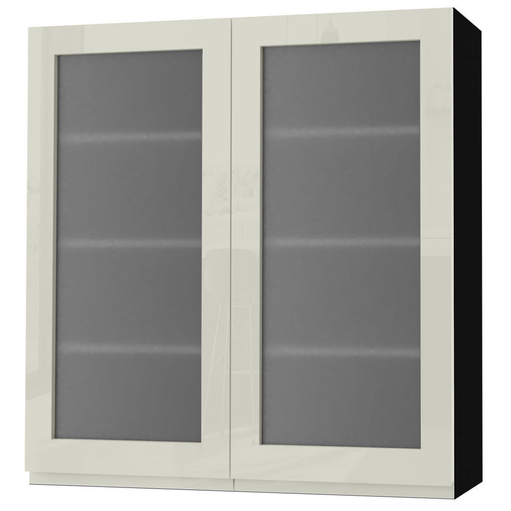 HÄNGESCHRANK Florence W4S/90 Schwarz / RAL 1013 perlweiß HG 90 / 32,5 / 96cm - Weiß Hochglanz/Schwarz, Holz/Holzwerkstoff (90/96/32.5cm) - Feldmann-Wohnen