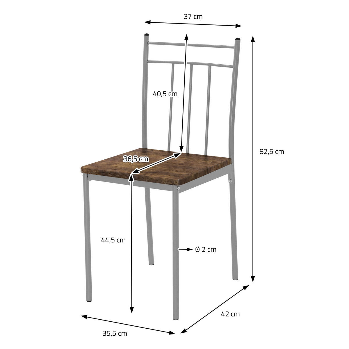 ESSTISCH Set Vintage - Haselnussfarben, Metall (70/82.5/110cm) - ML-DESIGN