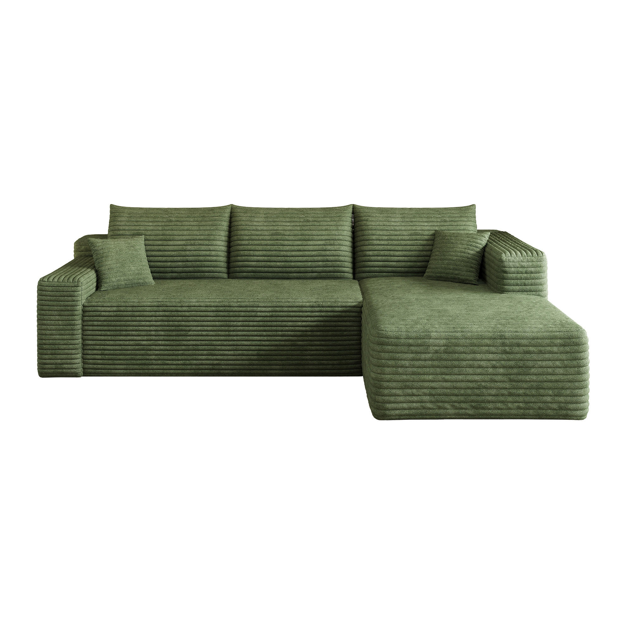 ECKSOFA 241 cm mit Chaiselongue, modularer Aufbau und Cordbezug, Grün - Grün, Textil (241/151cm) - Redom