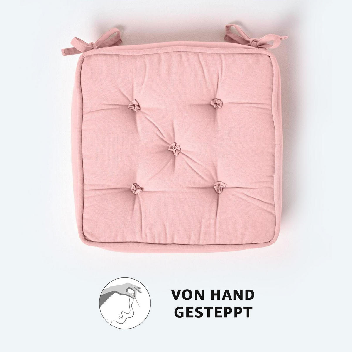 SITZKISSEN rosa 40/40/10 cm – Stuhlkissen Baumwolle - Rosa, Textil (40/40/10cm) - Homescapes