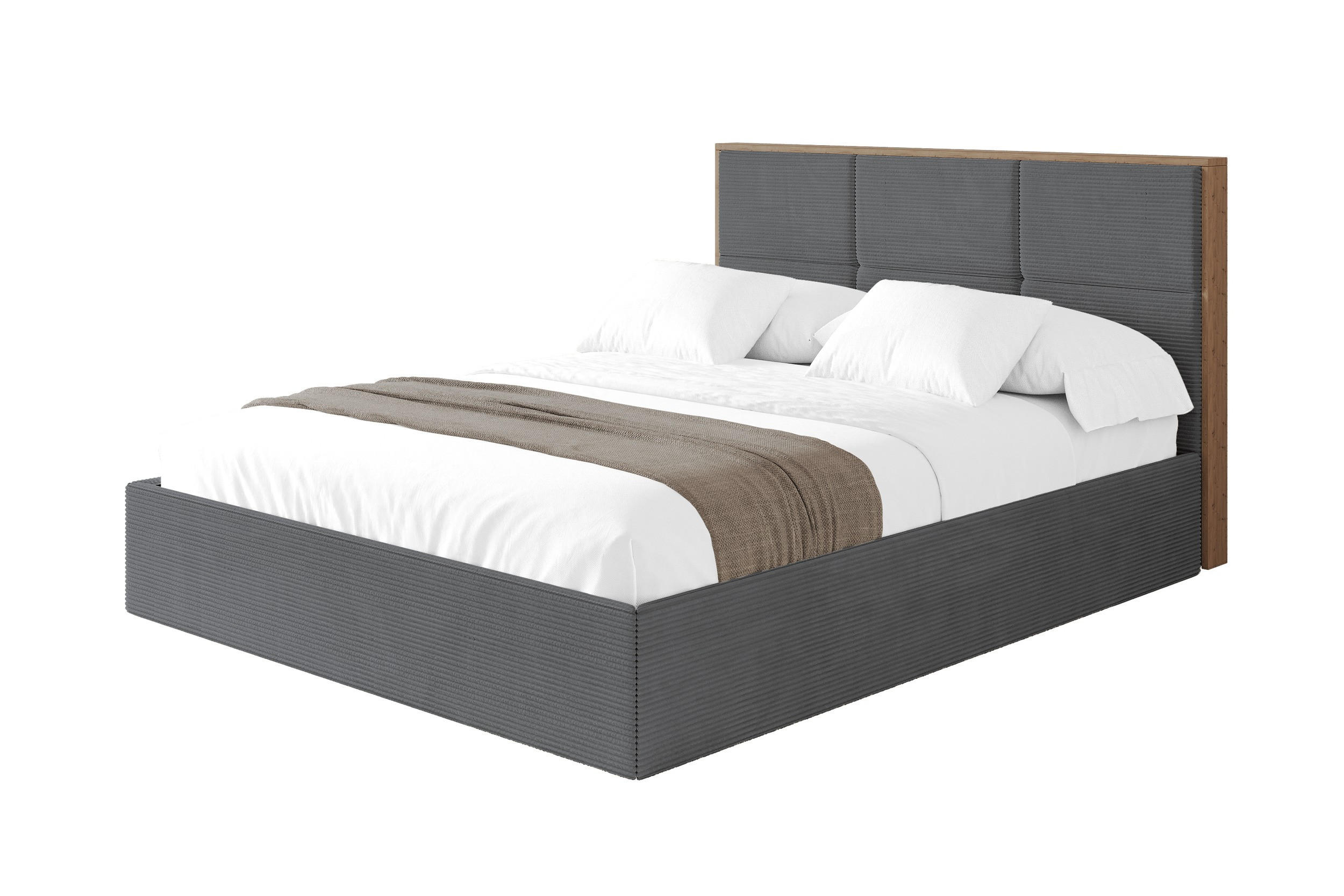 POLSTERBETT mit Bettkasten und Lattenrost, Boxbett ohne Matratze - LILA 160x200 Dunkelgrau - Anthrazit, Holzwerkstoff/Textil (160/200cm) - ALTDECOR