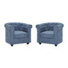 2ER-SET Sessel - Stoff - Blau - CHESTERFIELD - Blau, Textil (78/72/82cm) - Vente-Unique