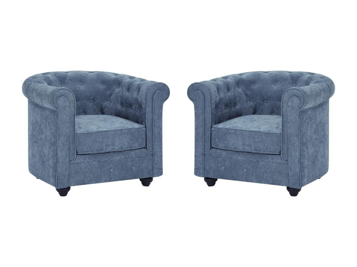 2ER-SET Sessel - Stoff - Blau - CHESTERFIELD - Blau, Textil (78/72/82cm) - Vente-Unique