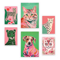 POSTER Set Mit 6 Rosa Haustiere A3 & A4 Rahmenlos - Klar, Papier (29/3cm) - Nacnic