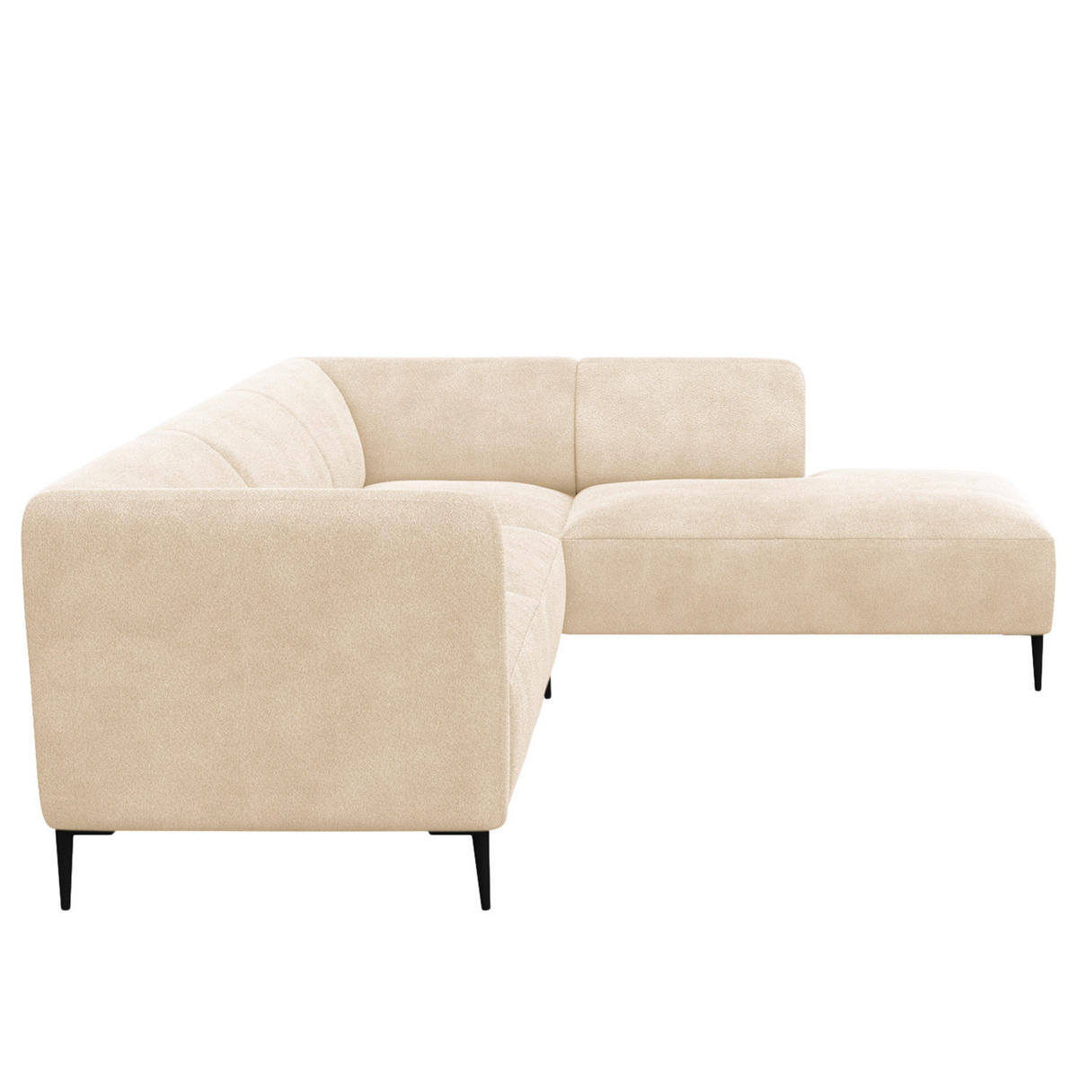 2,5-SITZER ECKSOFA mit Ottomane - Beige/Schwarz, Textil/Metall (252/205cm) - home24