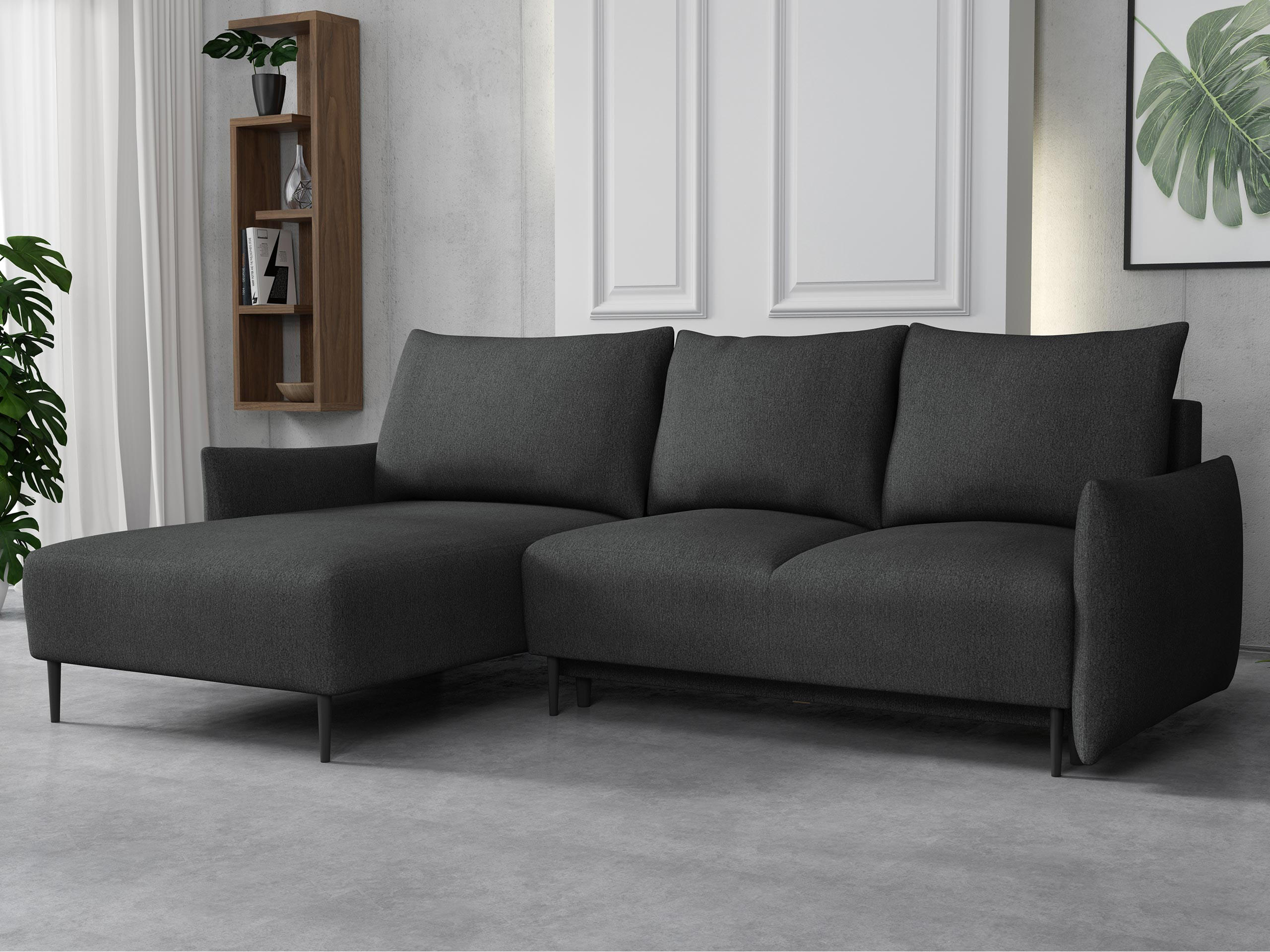 ECKSOFA Santi L - Dunkelgrau/Schwarz, Holz/Textil (240/160cm) - MIRJAN24