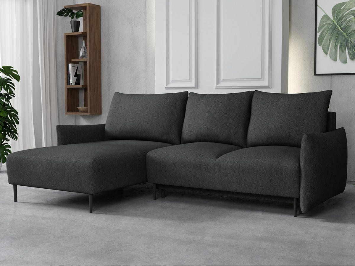 ECKSOFA Santi L - Dunkelgrau/Schwarz, Holz/Textil (240/160cm) - MIRJAN24