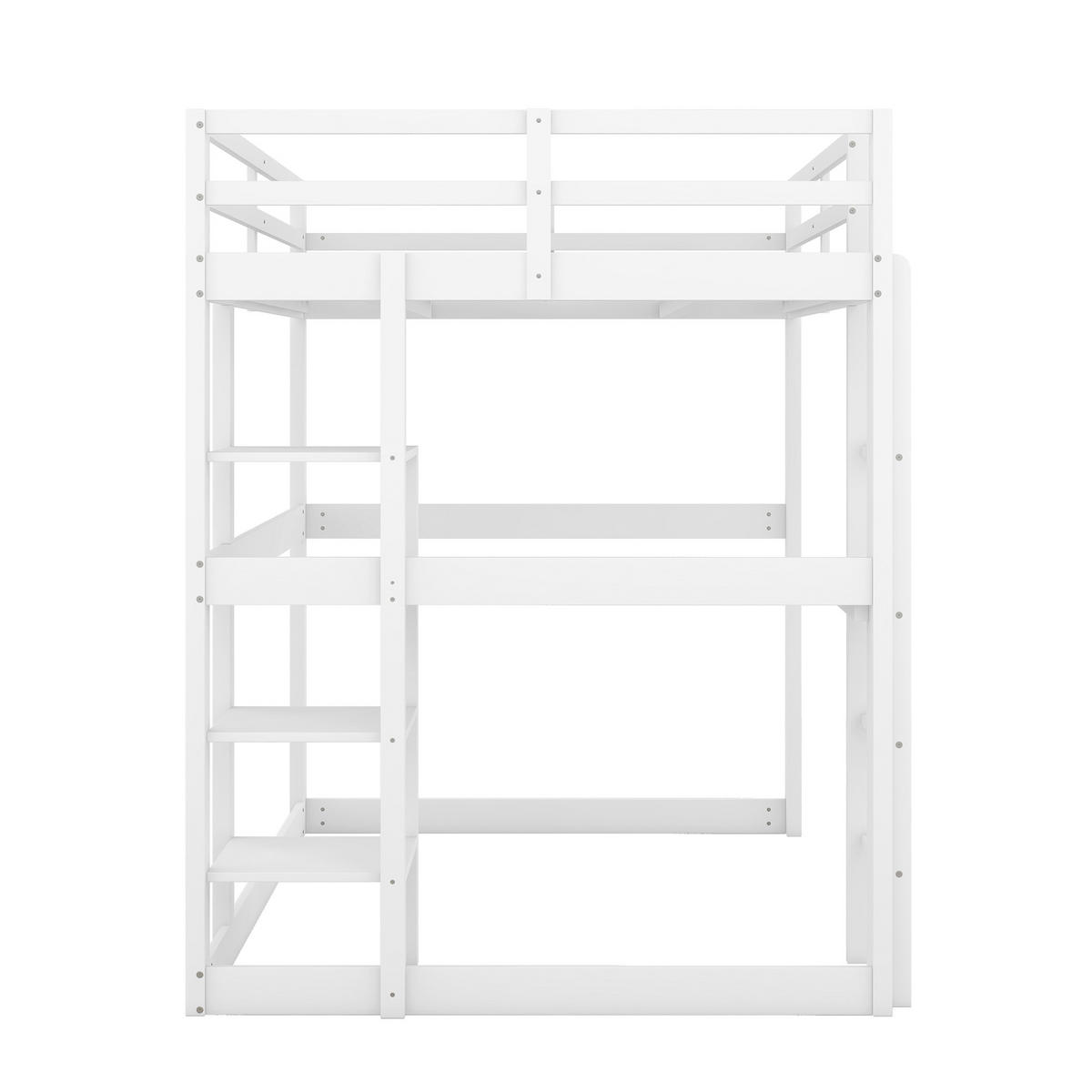 HOCHBETT 140/200 cm mit Stauraum aus Kiefer mit Schreibtisch - Weiß, Holz (140/200cm) - OKWISH