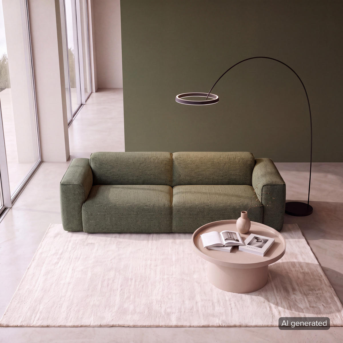 3-SITZER SOFA - Schwarz/Grün, Kunststoff/Textil (251/71/102cm) - home24