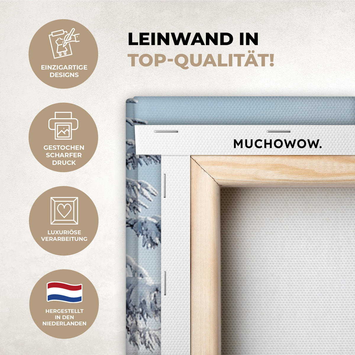 LEINWANDBILD Winterlandschaft - Natur - Berge - Bäume - Schnee Deko Groß 90x140 cm - Hellblau, Textil (90/140cm) - MuchoWow