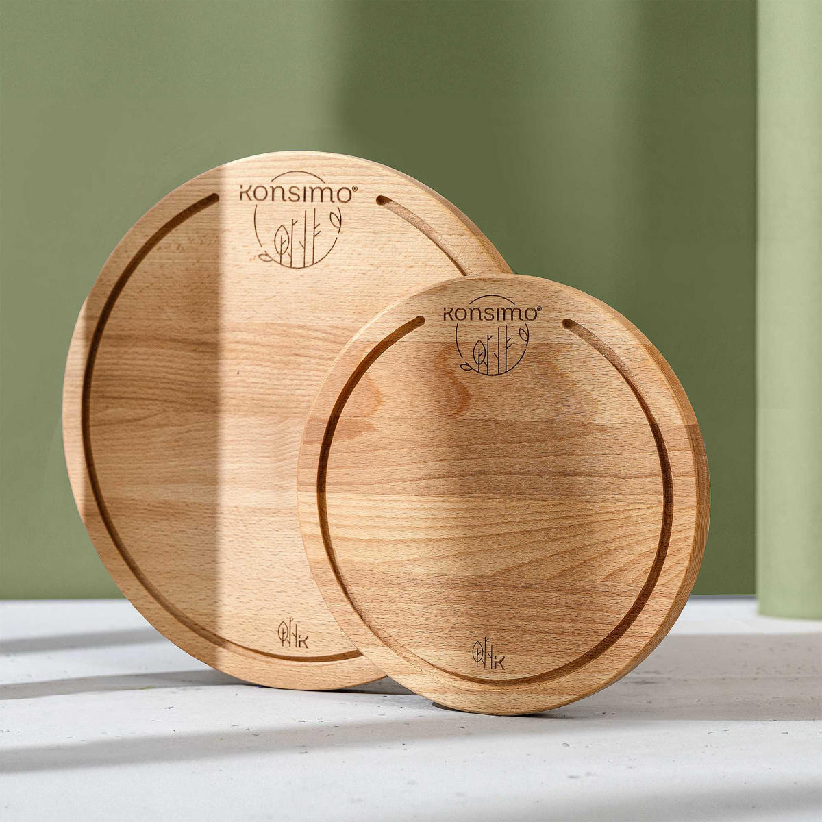 SCHNEIDEBRETT Holz Buche geölt LESTE 2-tlg - Buchefarben, Holz (32/32cm) - KONSIMO®