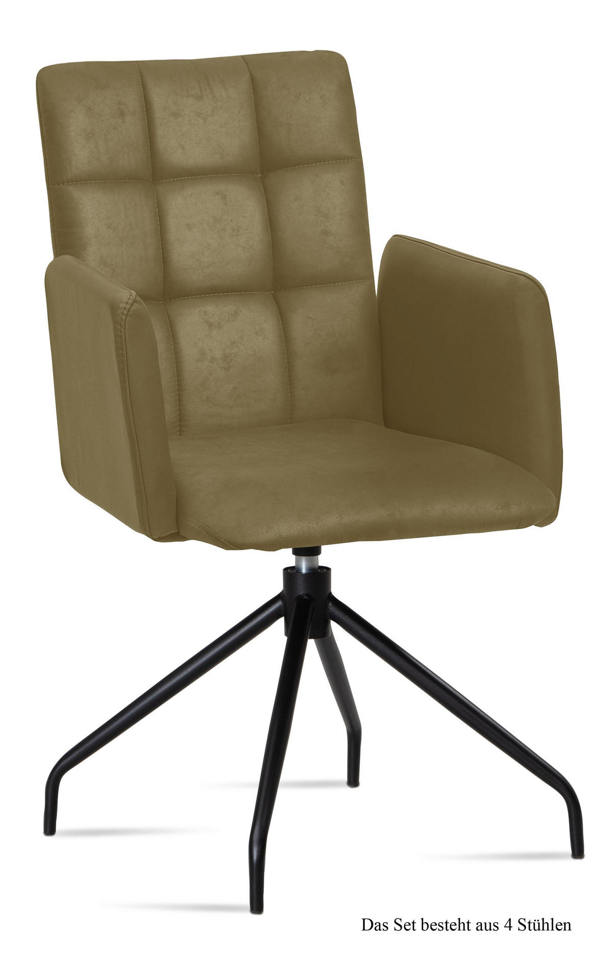 ARMLEHNSTUHL drehbar (4er-Set) Dollie 52x91x60 Schwarz/Olivgrün - Schwarz/Olivgrün, Kunststoff (60/91/52cm) - 58aufmkessel