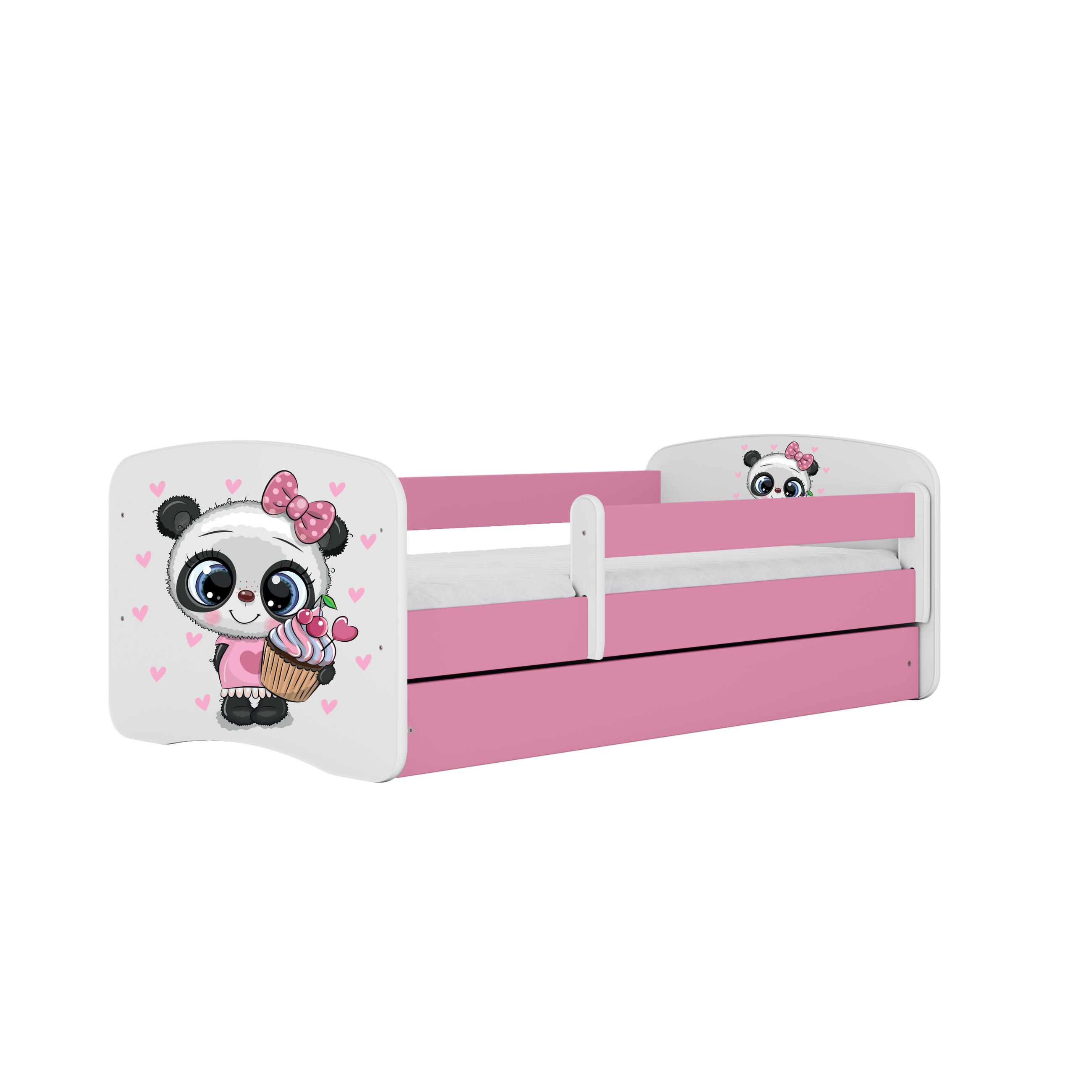 KINDERBETT Panda mit Schublade 140/70 80/61/144 - Rosa, Holzwerkstoff (70/140cm) - RAUMHIRSCH FURNITURE