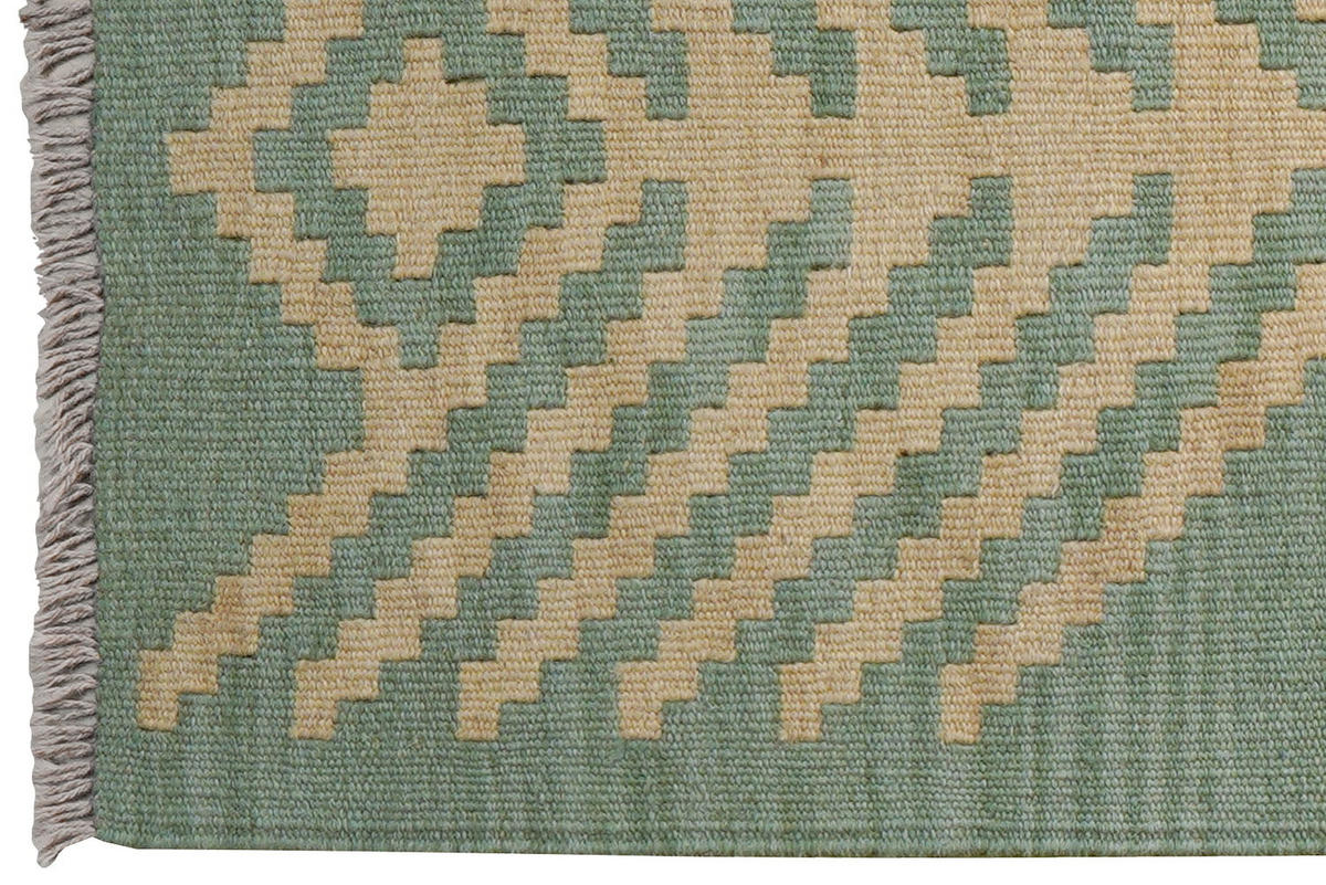 HANDWEBTEPPICH Kelim Gashgai Grün 190/57 cm Schurwolle - Grün, Textil (57/190cm) - Looma