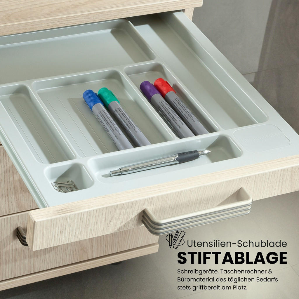Thumbnail - bümö Rollcontainer, Graphit, Holzwerkstoff, Nachbildung, 4 Schubladen, Rechteckig, 42.8x51.2x80 cm, FSC Mix, Arbeitszimm...
