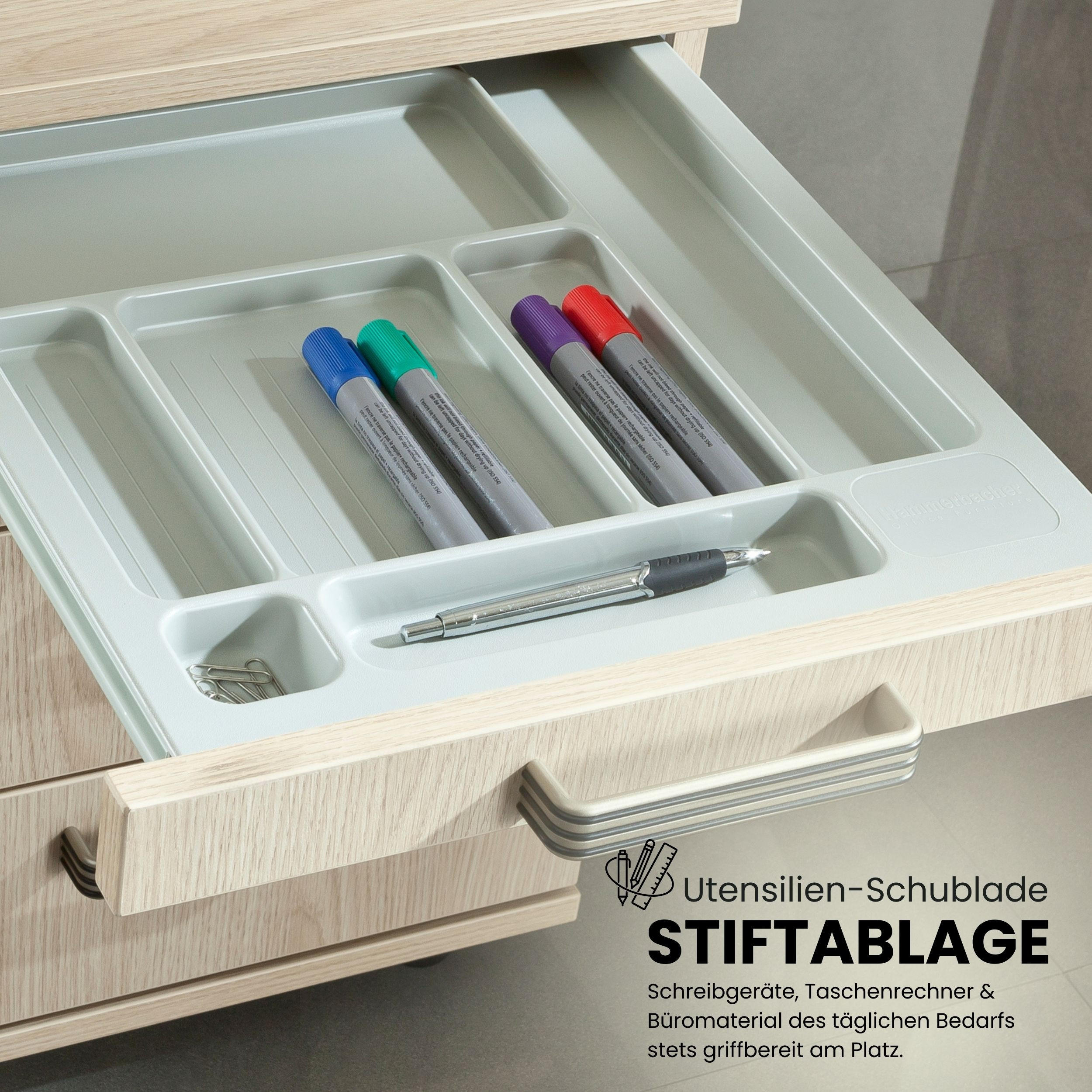 Thumbnail - bümö Rollcontainer, Wildeiche, Holzwerkstoff, Nachbildung,Eiche, 4 Schubladen, Rechteckig, 42.8x51.2x80 cm, FSC Mix, Arb...