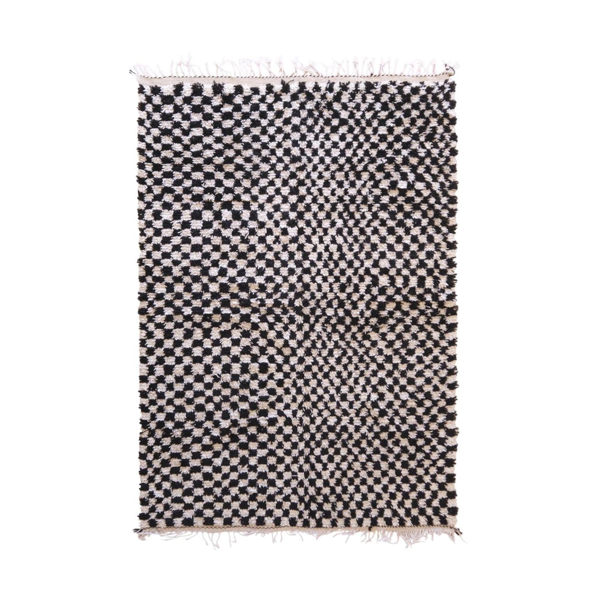 BERBERTEPPICH aus Marokko kariert 200x 300 cm - Schwarz, Naturmaterialien (200/300cm) - AFK Living