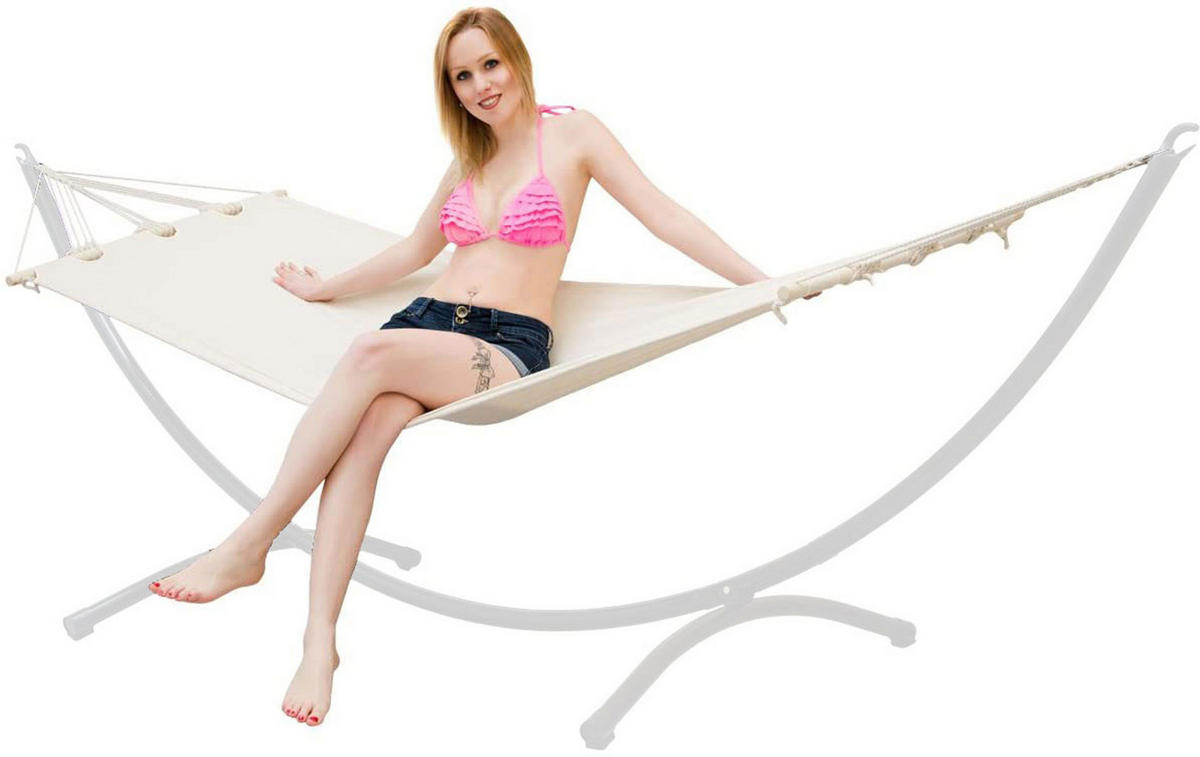 HÄNGEMATTE für 1 Person bis 100kg, 190/80 cm, beige - Beige, Textil (80/2.5/300cm) - Amanka