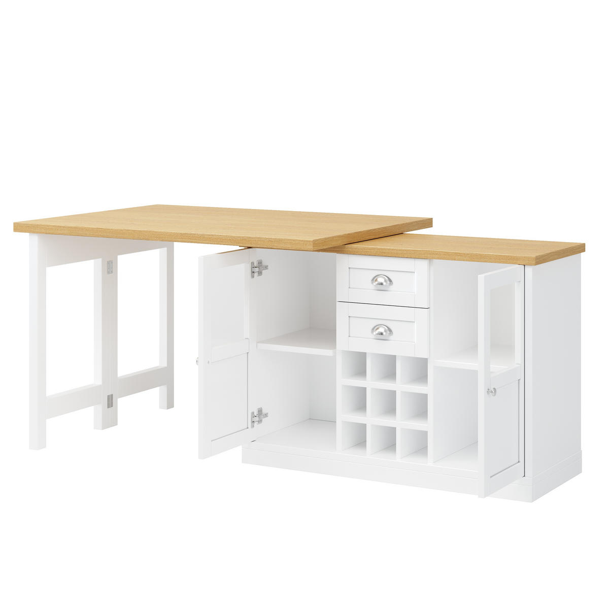 BARTISCH DE-38568 ausziehbar 120-197 cm 360° drehbar und LED-Beleuchtung Weiß - Weiß, Holzwerkstoff (40/120/72cm) - ComfortXL