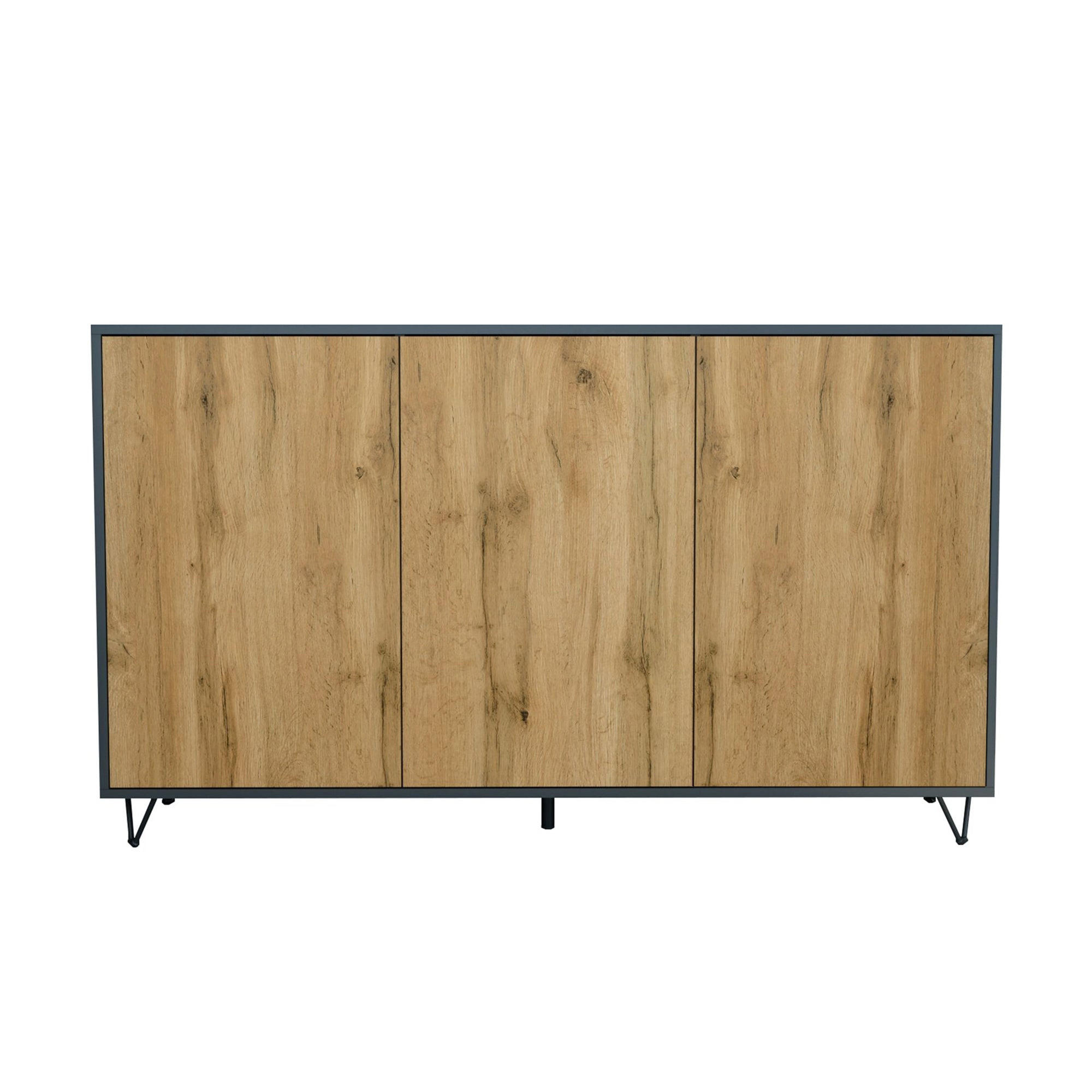 SIDEBOARD Elisa, Kommode mit Push-to-Open, Made in Germany, Moderner Schrank, Anthrazit matt/Eiche Evoke (152,5 x 90,5 x 37 cm) - Eiche Wotan, Holzwerkstoff (152.5/90.5/37cm) - InnoFurn