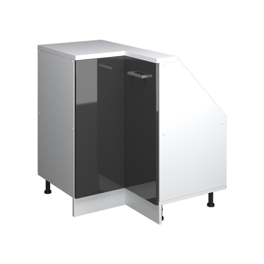 DACHSCHRÄGENSCHRANK ECKSCHRANK Rion Anthrazit Hochglanz/Weiß 75.6 x 81.6 cm mit 1 Tür - Anthrazit/Weiß, Holzwerkstoff (75.6/81.6/75.6cm) - Vicco